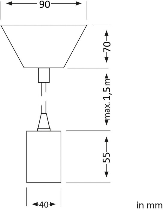 Pendel f&uuml;r Lampion / P-E27-BLK