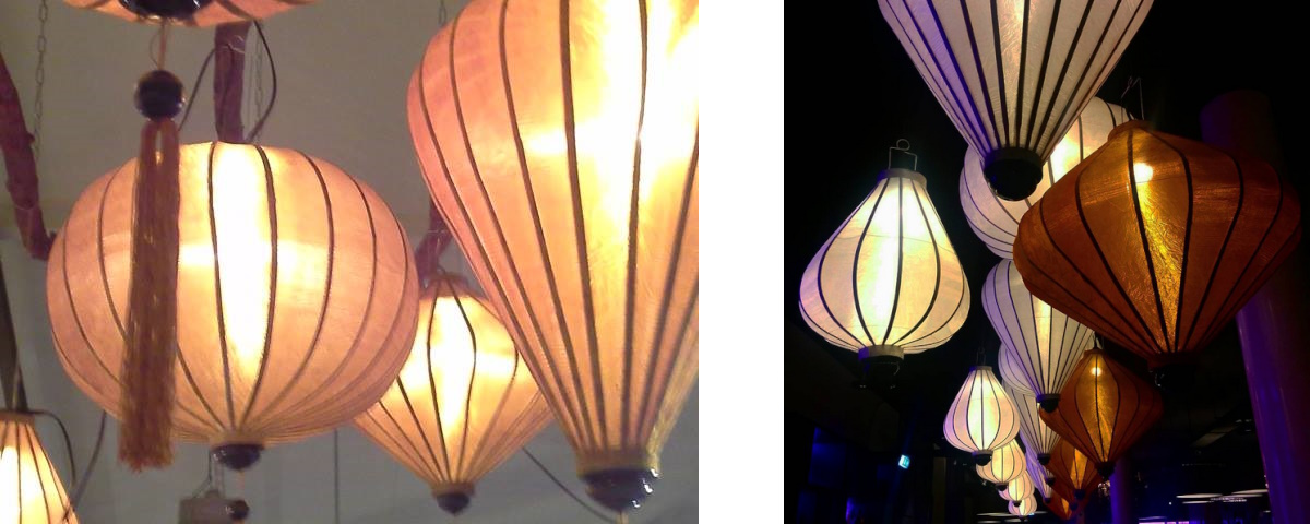 Gouden Vietnamese lampionnen als hanglamp